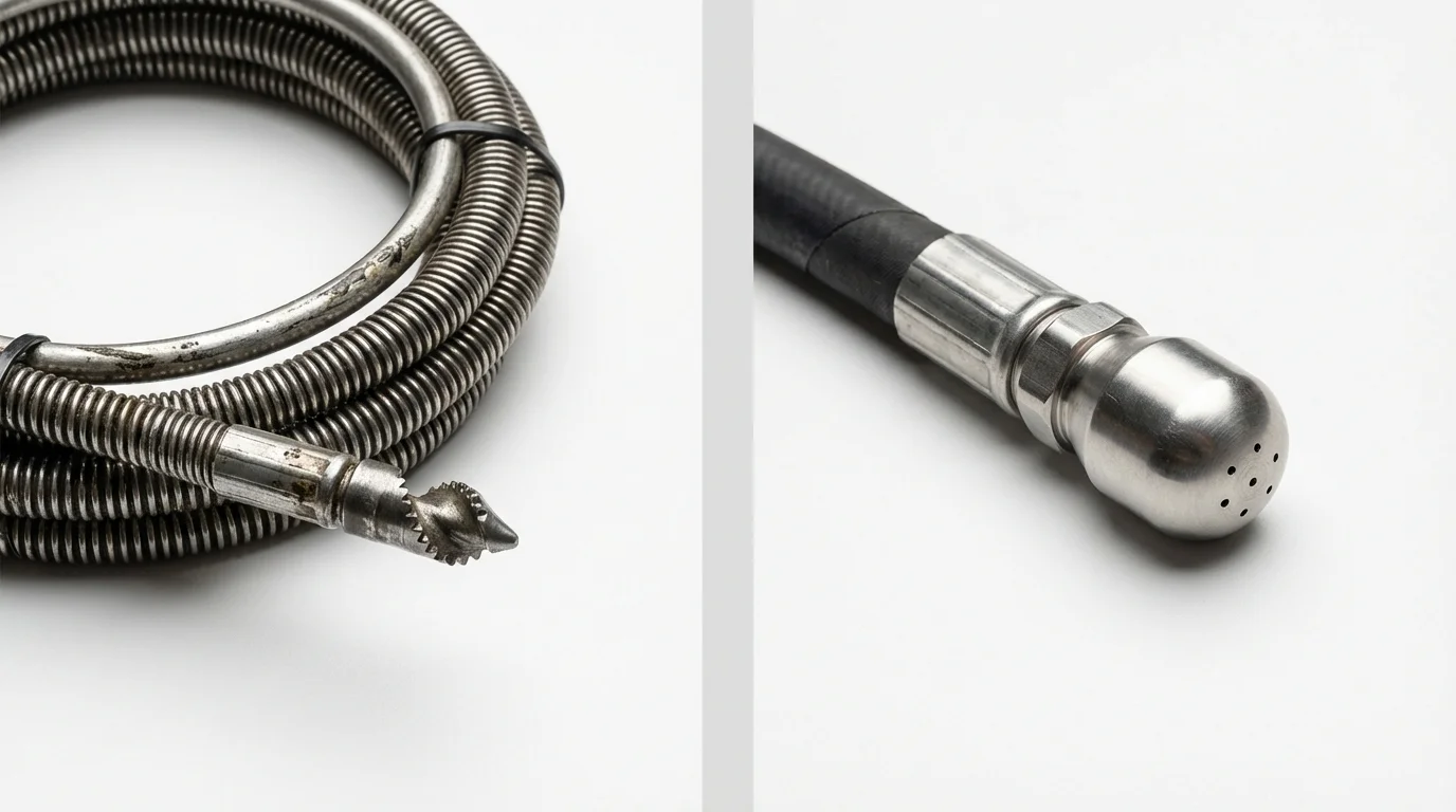 Drain snake cable and hydro jetting nozzle used for drain cleaning in Lone Tree, CO