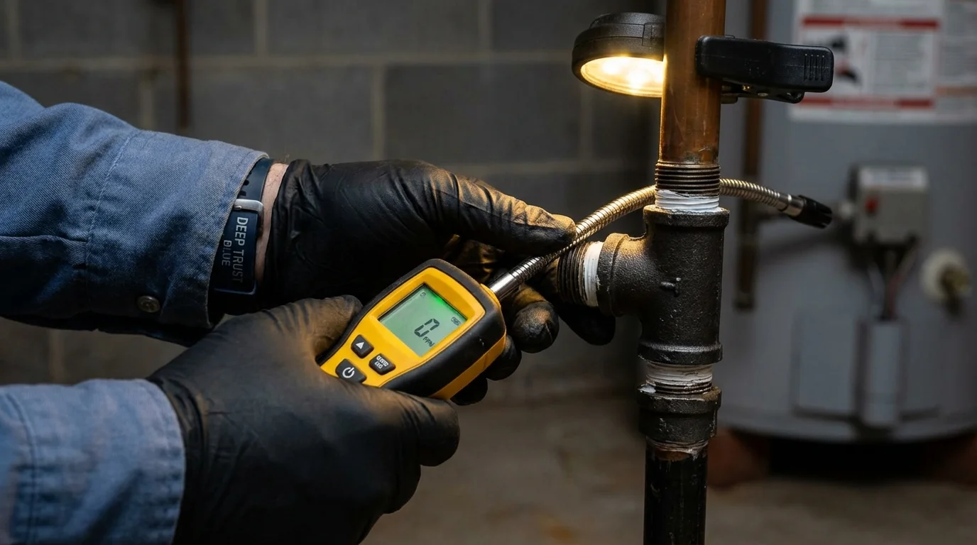 Gas leak detection with electronic sniffer by Johns Plumbing LLC in Lone Tree
