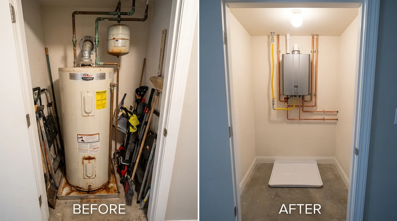 Tank water heater versus wall-mounted tankless unit comparison for Lone Tree, CO homeowners